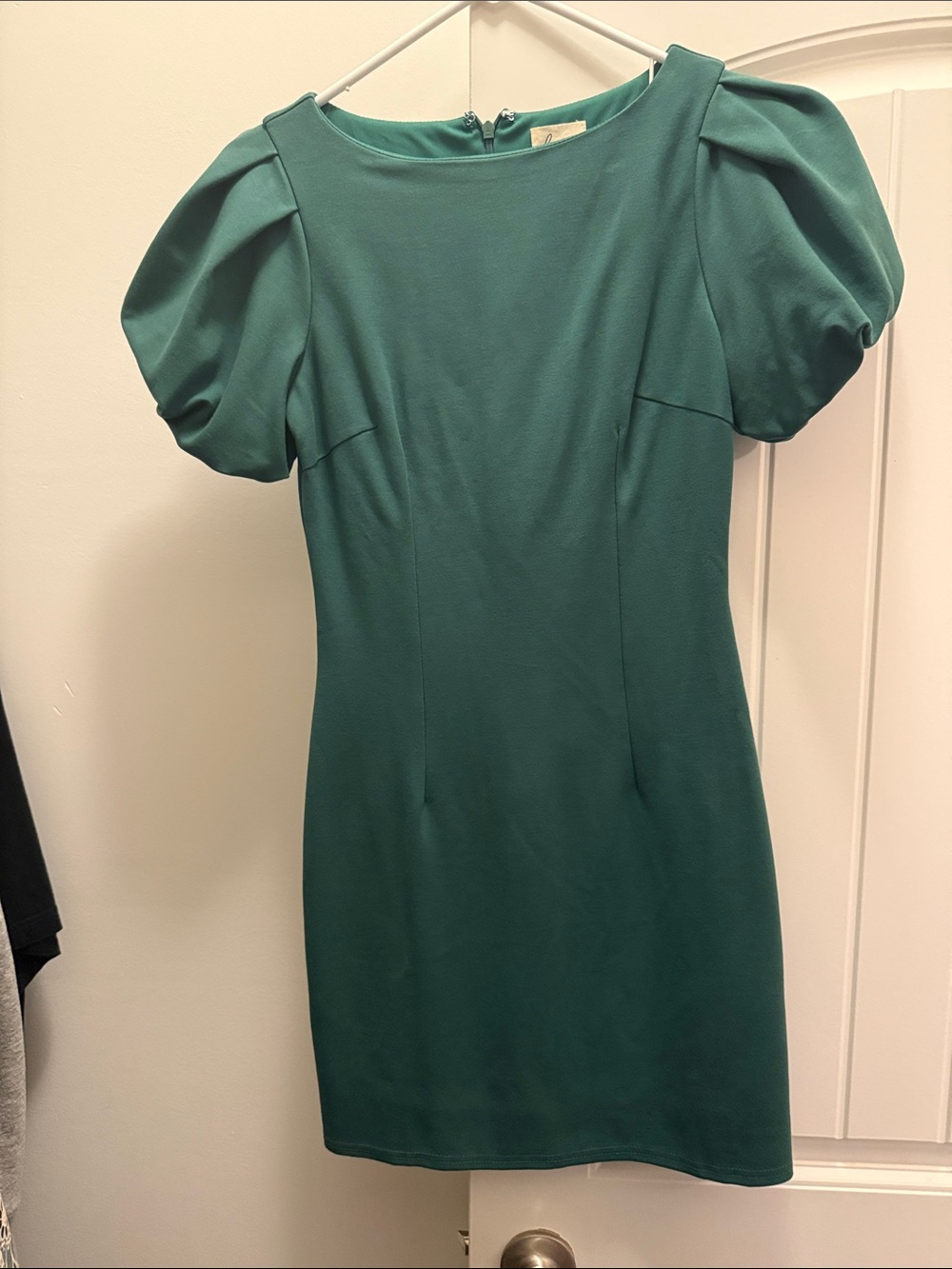 Lina Teal Puff-Sleeve Mini Dress